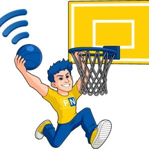 PN character dunking a basketball